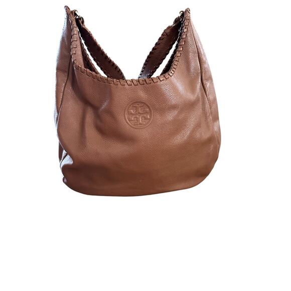 Tory Burch Women's Brown Leather Crescent Shaped Silhouette Hobo Bag - Picture 2 of 7